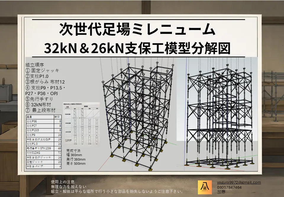 1/10 教育モデル 支保工セットAのセット内容