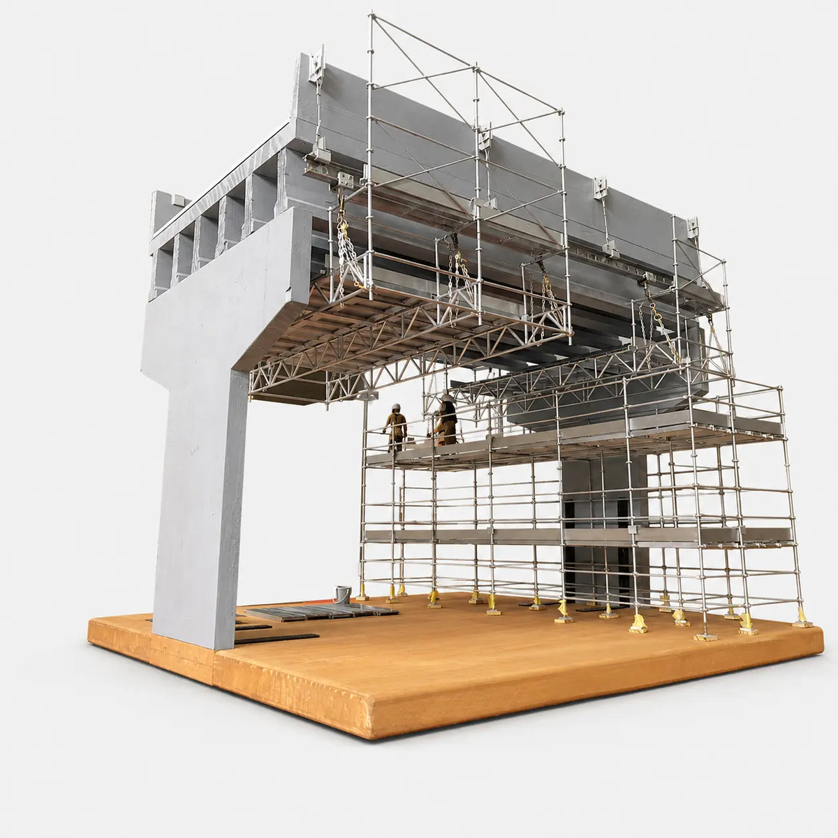 1/16 展示モデル 押し出し式吊り足場｜RE'PUSH工法模型のアイキャッチ